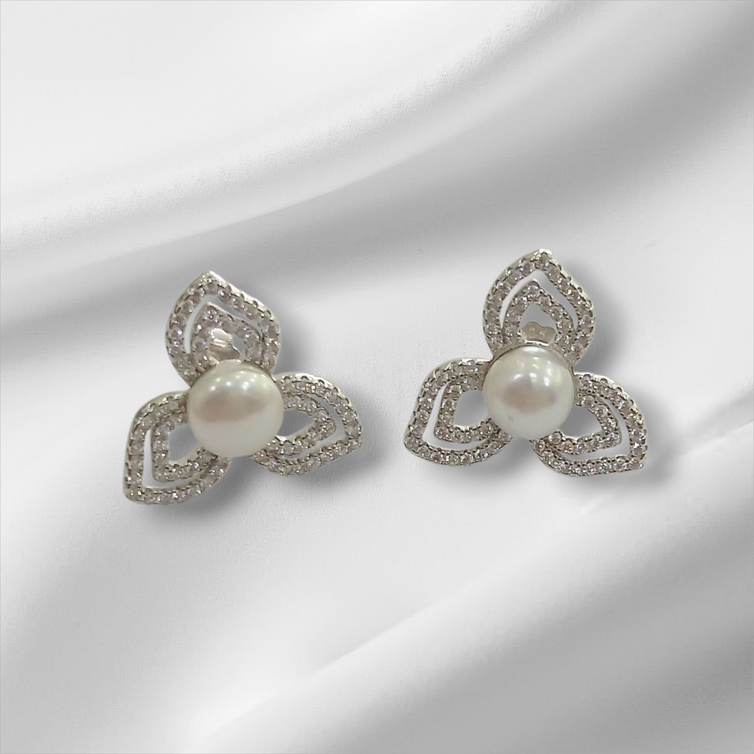 Orecchini 3 Foglie Con Perla