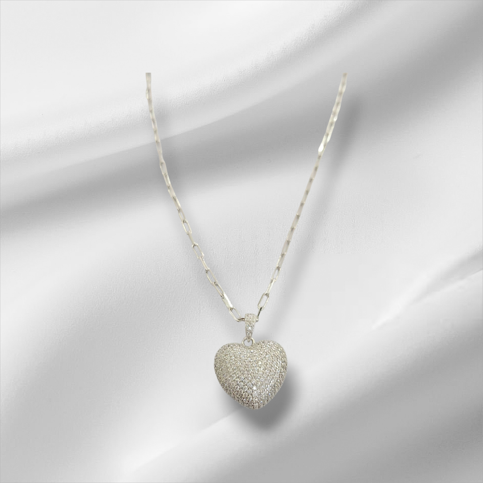 Collana Con Cuore Pavè Bombato