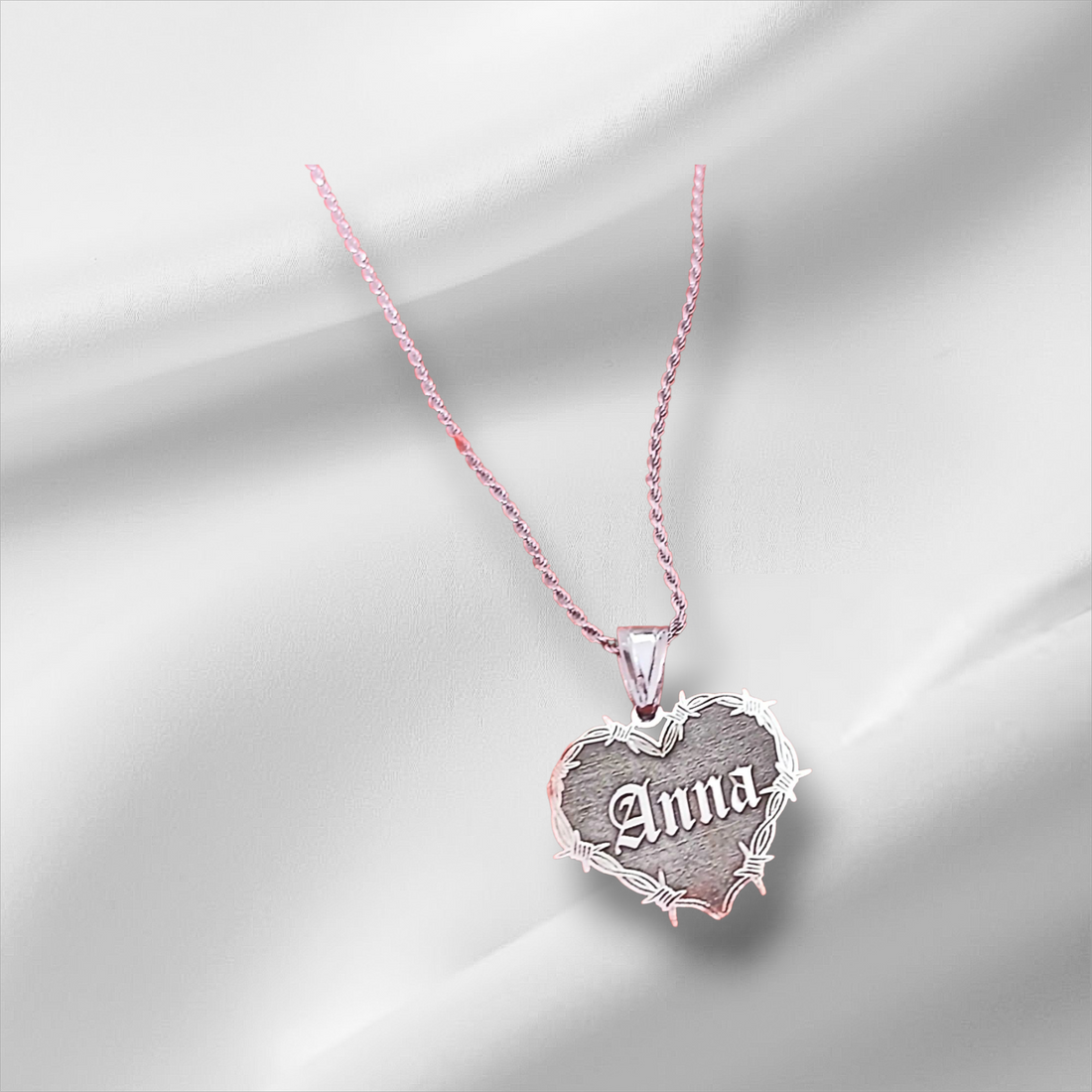 Collana Fune Cuore Spinato Con Nome