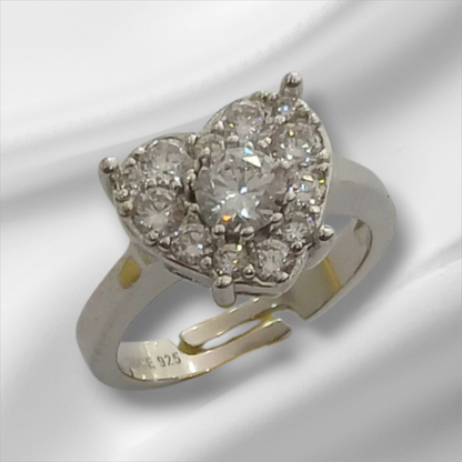 Anello Cuore Solitario Pavè