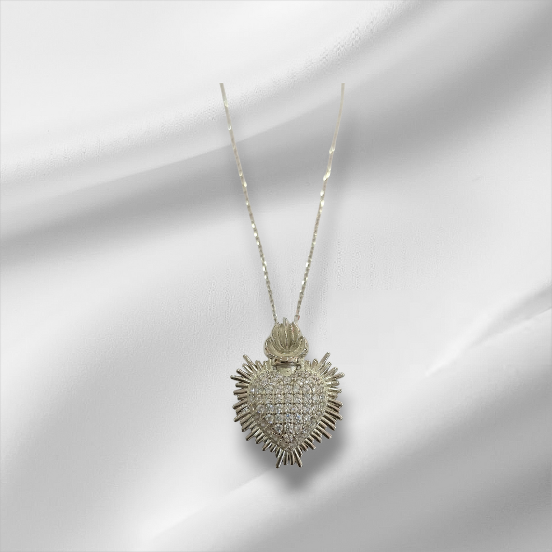 Collana Cuore Sacro Zirconata